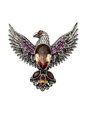 Nicky Butler Pin Pendant Sterling Silver Multi Gemstone Bird Eagle Rare